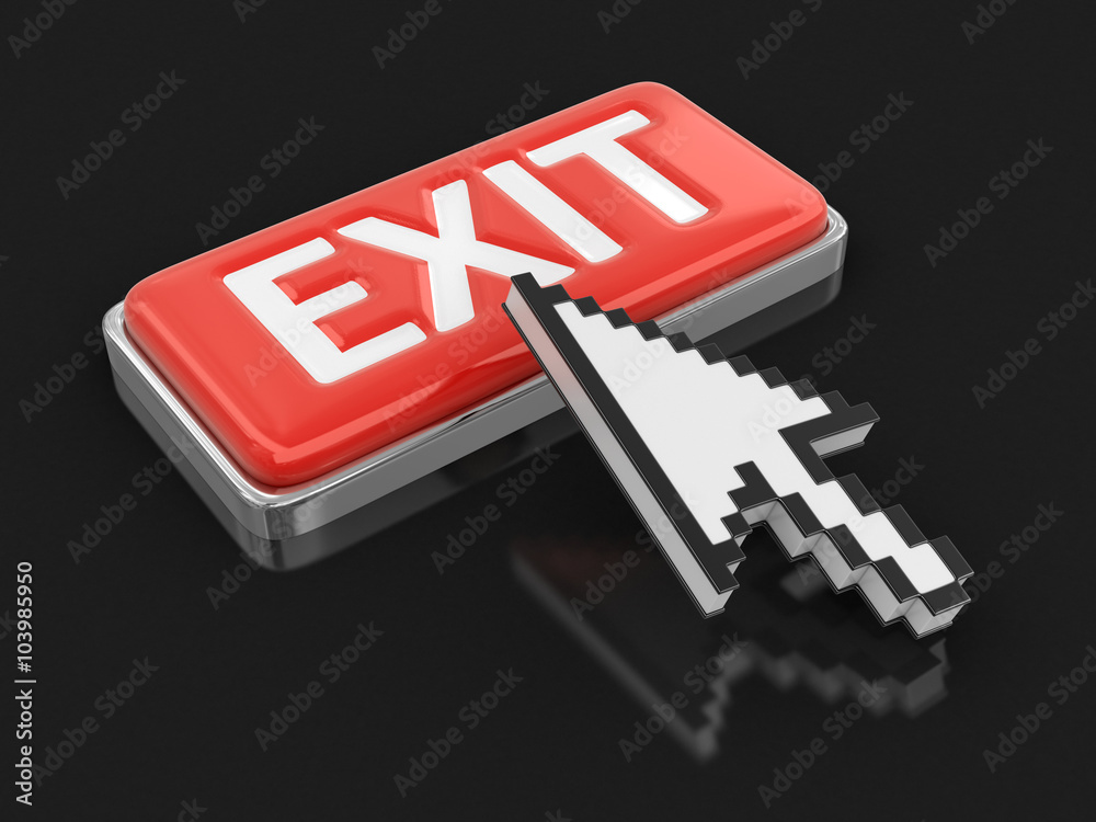 Poster cursor and button exit. image with clipping path