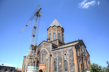 Church of the Holy Saviour being reconstructed after the 1988 earthquake. Gyumri, Armenia