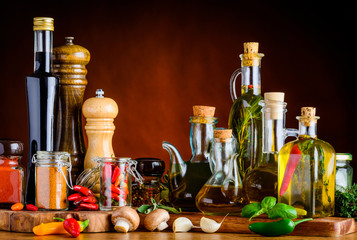 Obrazy na Plexi  Przyprawy spożywcze, przyprawy i olej