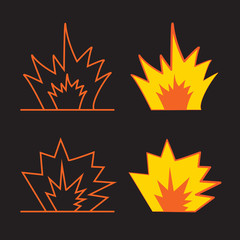 Cartoon explosion effect with smoke. Effect boom, explode flash, bomb comic