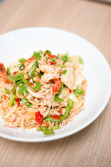 Thai salad with instant noodle.