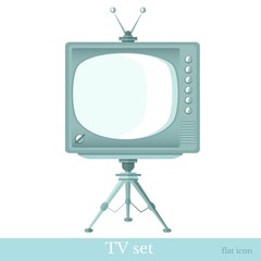 flat icon tv set on tripod isolated on white