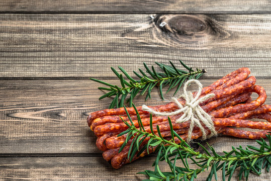 Smoked kabanos sausage - traditional thin sausage