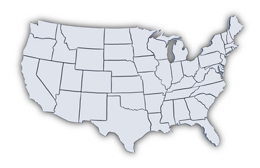 Fototapeta premium Map of USA. Image with clipping path.