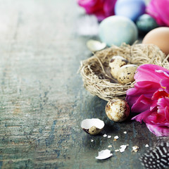 Easter composition with tulips