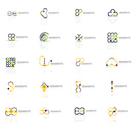 Set of linear abstract logos. Swirl, circle, infinity loop and other concepts. Logotype brand templates