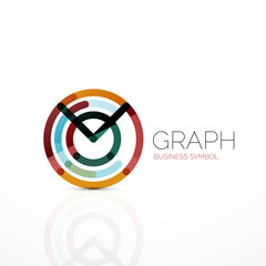 Abstract logo idea, linear chart or graph  business icon. Creative vector logotype design template
