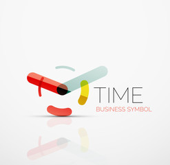 Vector abstract logo idea, time concept or clock business icon. Creative logotype design template
