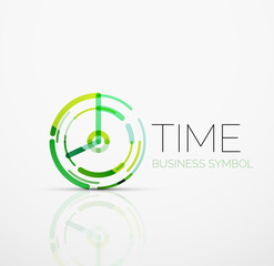 Vector abstract logo idea, time concept or clock business icon. Creative logotype design template