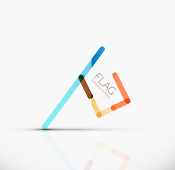 Logo flag, abstract linear geometric business icon