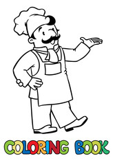 Obraz premium Coloring book with funny cook or chief 