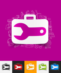 wrench paper sticker with hand drawn elements