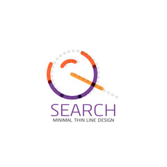 Vector thin line design logo magnifying glass, search and find or zoom logotype concept. Linear minimalistic business icon