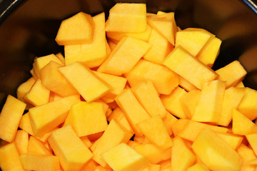 pumpkin cubes sliced