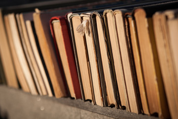 Old books in a row