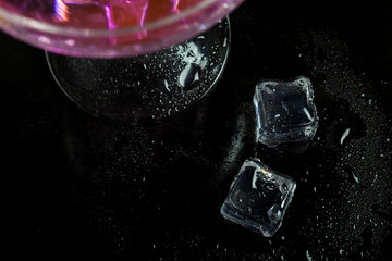 ice cubes on black background.