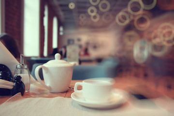 Breakfast tea in a cafe