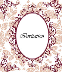 Photo frame invitation with roses background. Vector