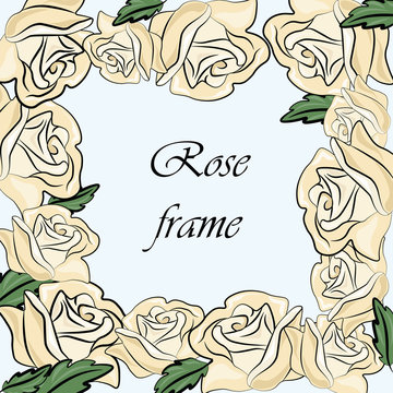 Beautiful Photo Frame with Bright Roses. Vector