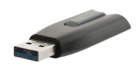 Black USB memory stick isolated
