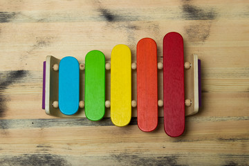 xylophone on a wooden background