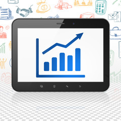 Business concept: Tablet Computer with Growth Graph on display