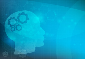 Abstract background with Head and brain gears, vector
