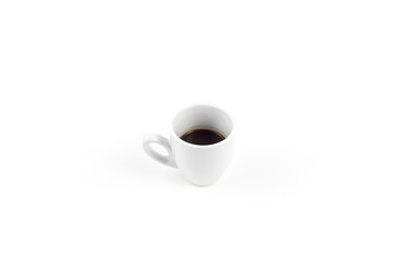Cup of coffee and grinded coffee