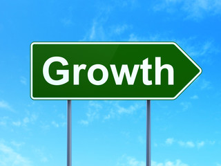 Business concept: Growth on road sign background