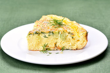 Omelet on white plate