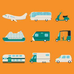 Transportation flat icons
