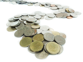 Coins on white background