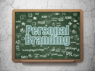 Advertising concept: Personal Branding on School Board background