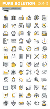 Set of modern vector thin line business icons. Modern vector logo pictogram and infographic design elements collection. Outline icon collection for website and app design.