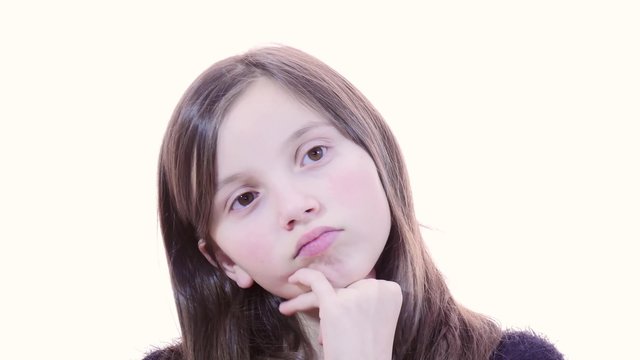 a portrait of young teenager pensive girl
