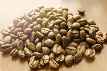 Coffee on grunge wooden background