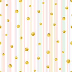 Seamless pattern with hand painted gold circles. Gold polka dot pattern