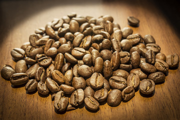 Coffee on grunge wooden background