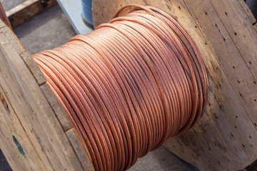 large spools of electric cable