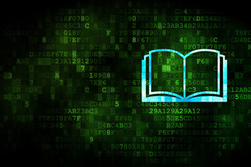 Studying concept: Book on digital background