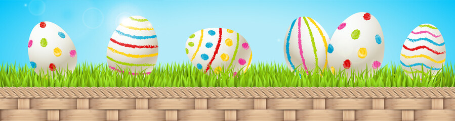 bunte Eier zu Ostern - Banner
