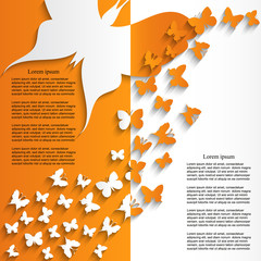 Brochure template design with cut butterflies.