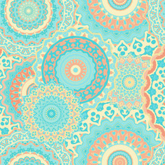 Seamless ethnic pattern with mandala.