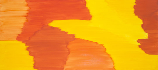 Hintergrund in Sonnengelb, Orange, Rot und Braun auf Leinwand, Gouache-Farbe 