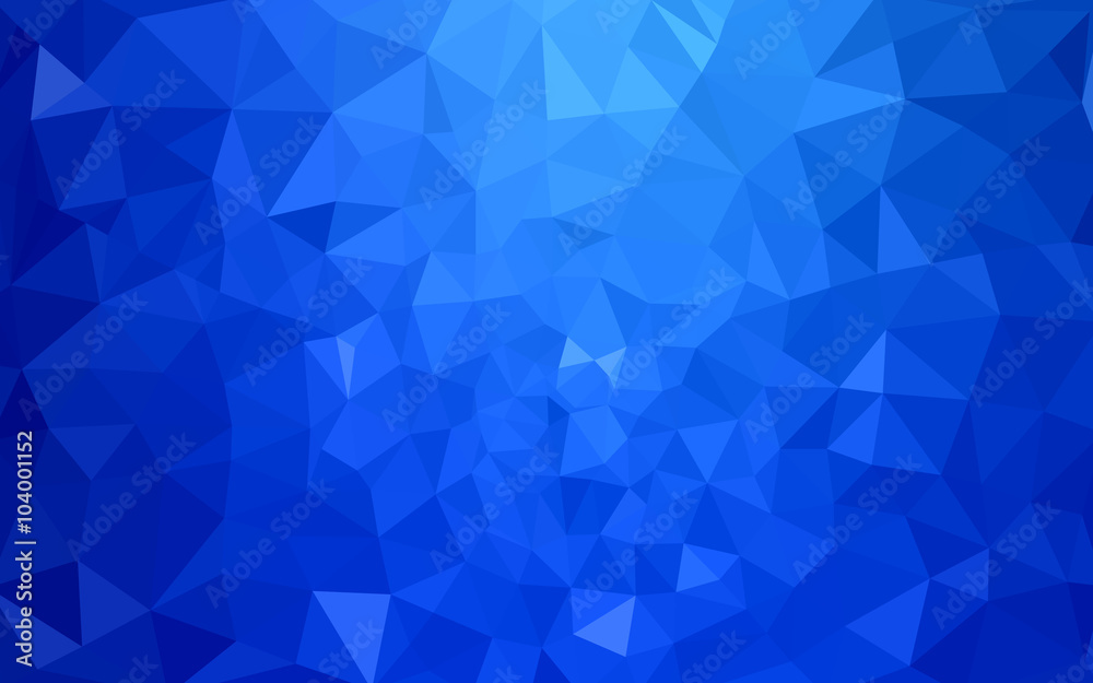 Wall mural blue polygonal design pattern, which consist of triangles and gradient in origami style.