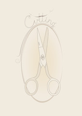 Scissors.Vector card illustration.