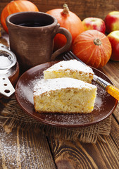 Cake with pumpkin and apples