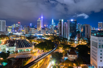 Naklejka na ściany i meble Kuala Lumpur City Skyline at Night