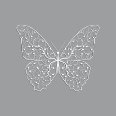 Beautiful paper butterfly with floral pattern.