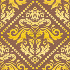 Seamless oriental ornament in the style of baroque. Traditional golden classic vector pattern